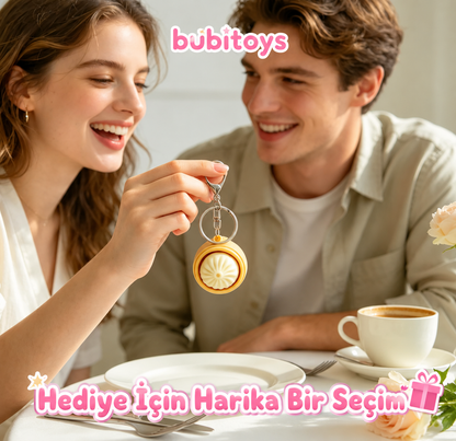 BubiToys 4'lü Dumpling Fidget Anahtarlık - Işıklı Stres Giderici Bao Oyuncağı, Yetişkinler İçin Odaklanma ve Anksiyete Giderici Eğlenceli Hediye