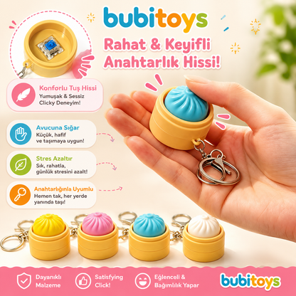 BubiToys 4'lü Dumpling Fidget Anahtarlık - Işıklı Stres Giderici Bao Oyuncağı, Yetişkinler İçin Odaklanma ve Anksiyete Giderici Eğlenceli Hediye