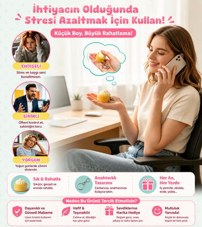 BubiToys 4'lü Dumpling Fidget Anahtarlık - Işıklı Stres Giderici Bao Oyuncağı, Yetişkinler İçin Odaklanma ve Anksiyete Giderici Eğlenceli Hediye