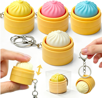 BubiToys 4'lü Dumpling Fidget Anahtarlık - Işıklı Stres Giderici Bao Oyuncağı, Yetişkinler İçin Odaklanma ve Anksiyete Giderici Eğlenceli Hediye
