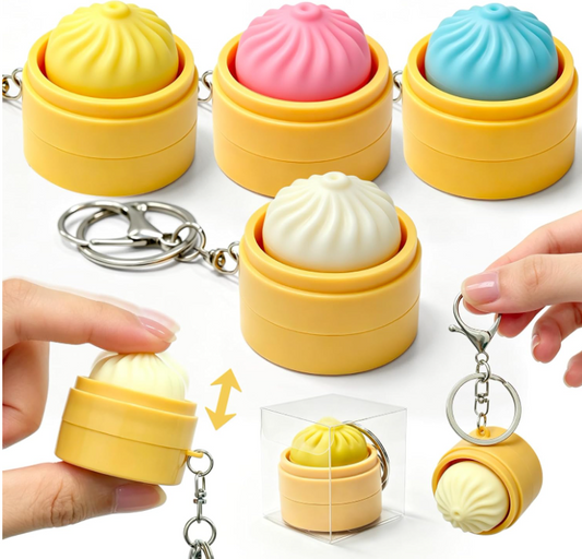 BubiToys 4'lü Dumpling Fidget Anahtarlık - Işıklı Stres Giderici Bao Oyuncağı, Yetişkinler İçin Odaklanma ve Anksiyete Giderici Eğlenceli Hediye